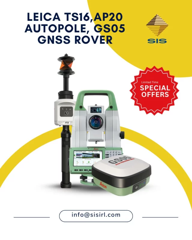 Three industry favourites in one powerful bundle – the Leica TS16, AP20 AutoPole, and GS05 GNSS Receiver. 
 A complete survey solution for professionals who demand precision, speed, and adaptability. 

🔹 Leica TS16 – A smart total station with automated target recognition and advanced onboard software for efficient fieldwork. 
 🔹 AP20 AutoPole – Eliminate errors and boost productivity with automatic pole height readings and tilt compensation. 
 🔹 GS05 GNSS Receiver – A compact, reliable receiver ideal for network RTK positioning and integrated survey workflows. 

📩 Contact us today for limited-time pricing and availability: info@sisirl.com 

 #LeicaTS16 #SurveySolutions #SmartSurveying #SIS #LeicaGeosystems #APAutoPole #GS05